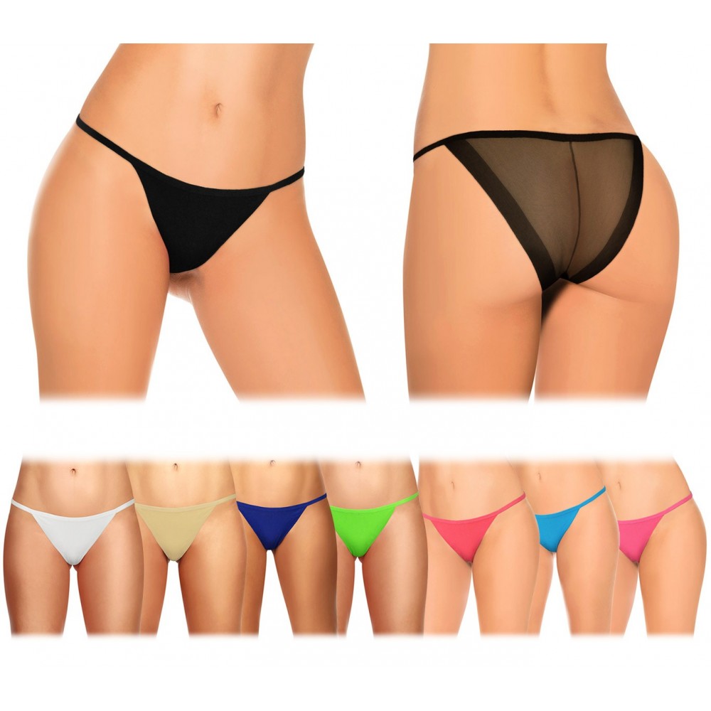 NON ATTIVARE F6254 Pack da 12 tanga colori assortiti retro trasparente