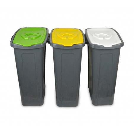 7981 Set 3 contenitori per differenziata carta/vetro/plastica 35LT