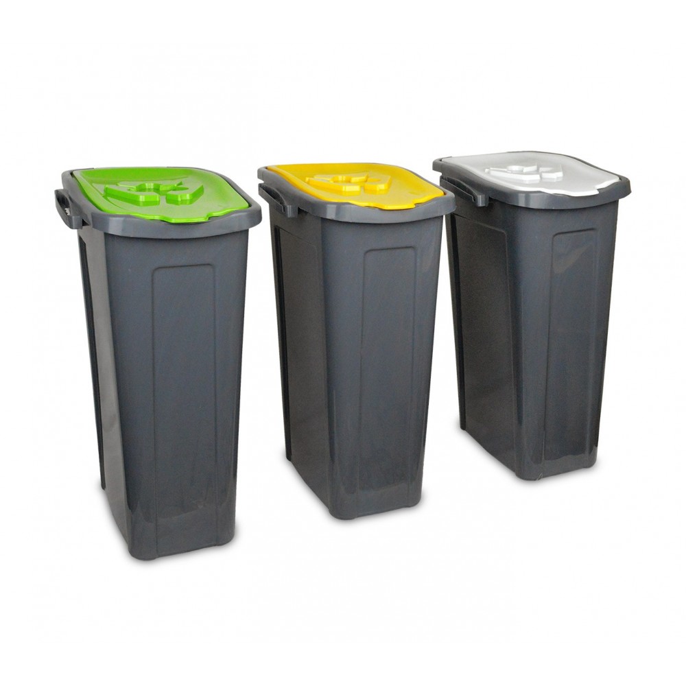 7981 Set 3 contenitori per differenziata carta/vetro/plastica 35LT