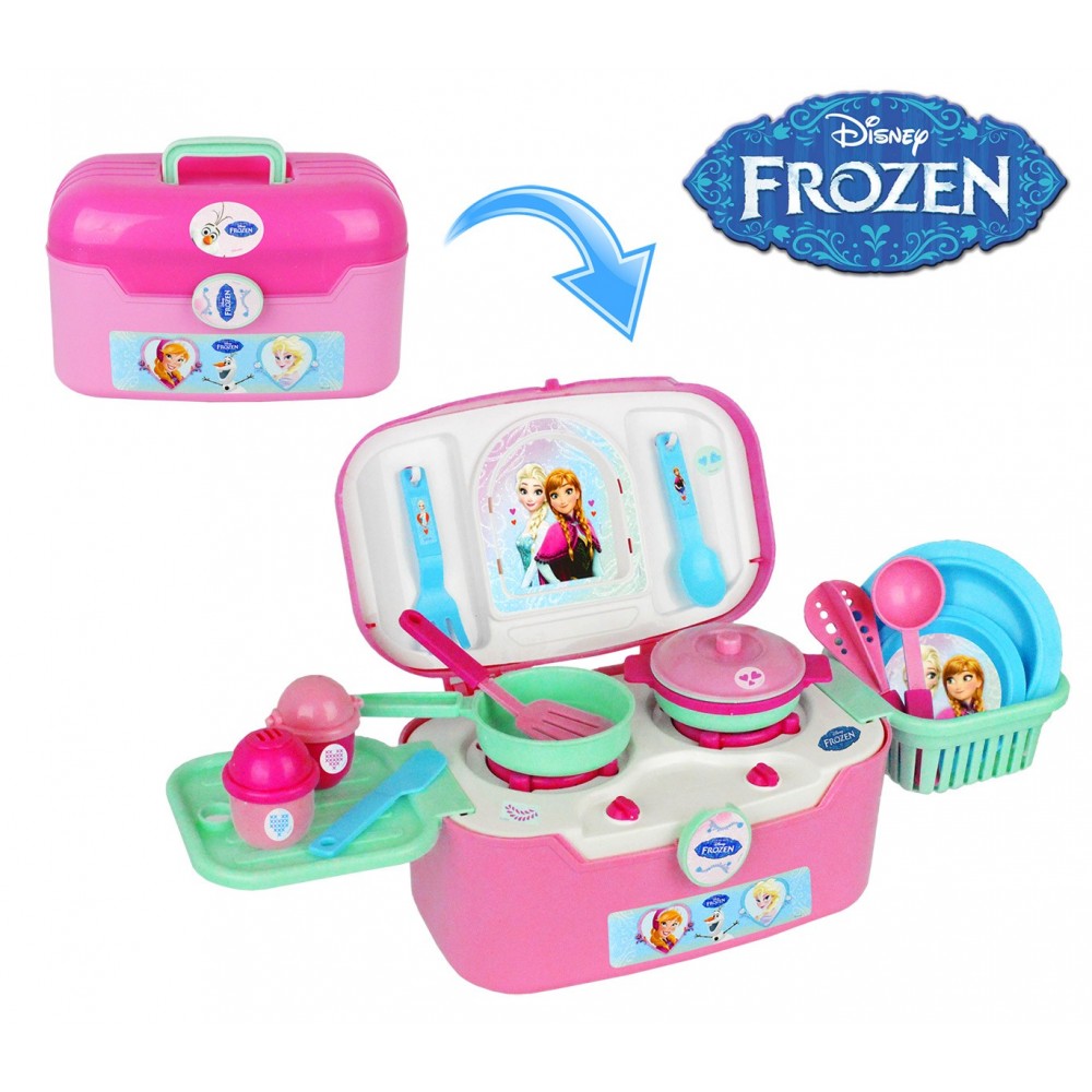 8703 Cofanetto cucina richiudibile 2 in 1 Frozen con 18 accessori inclusi