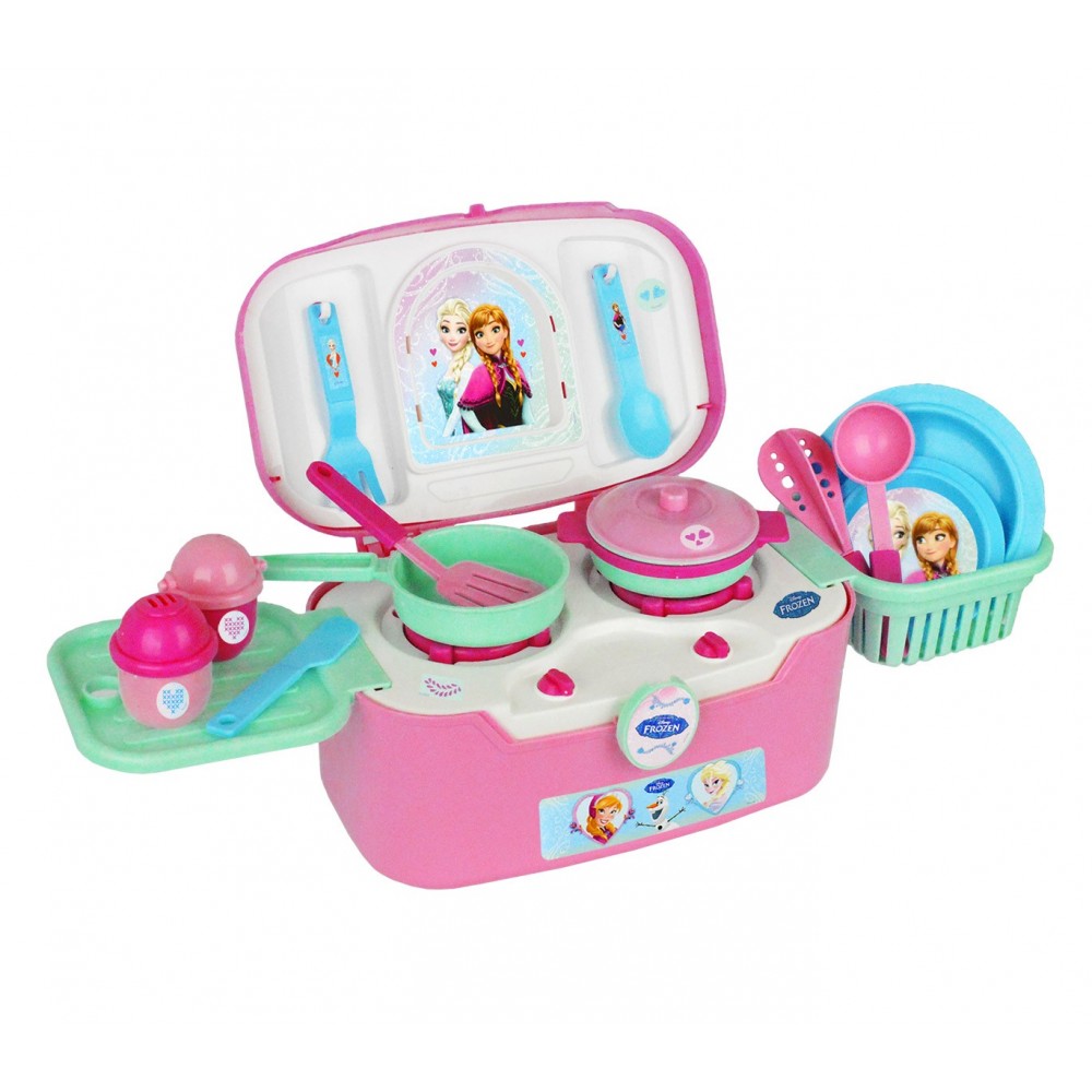 8703 Cofanetto cucina richiudibile 2 in 1 Frozen con 18 accessori inclusi