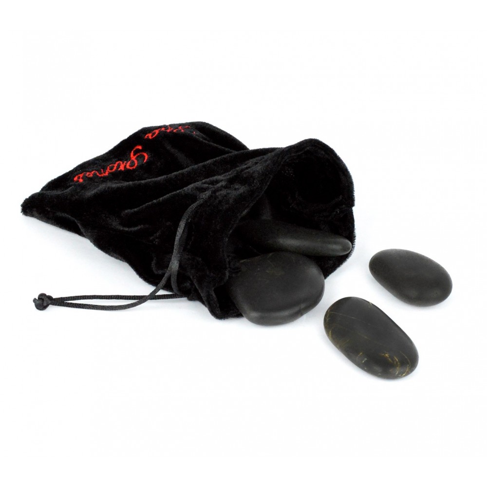 24-0022 Set di 9 pietre riscaldanti per massaggio con sacchetto in velluto 