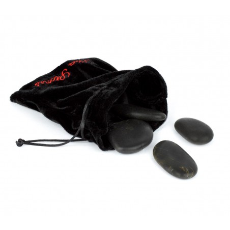 24-0022 Set di 9 pietre riscaldanti per massaggio con sacchetto in velluto 