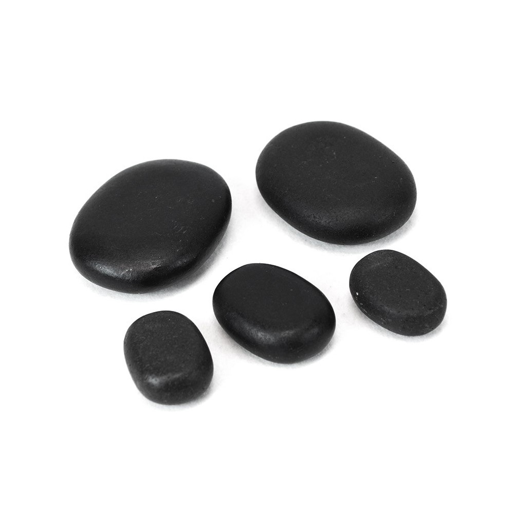 24-0022 Set di 9 pietre riscaldanti per massaggio con sacchetto in velluto 