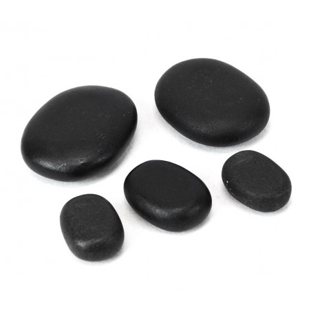 24-0022 Set di 9 pietre riscaldanti per massaggio con sacchetto in velluto 