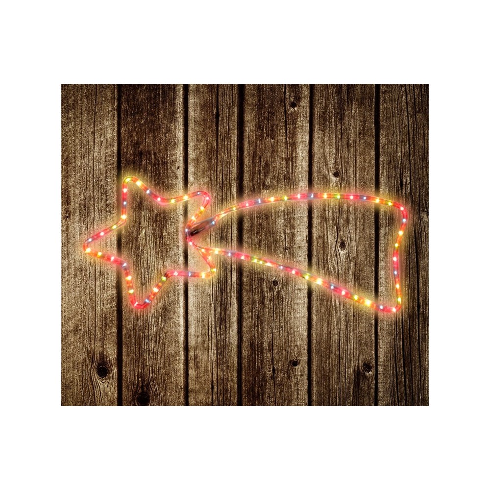 757235Stella cadente natalizia con luci multicolore con telaio in metallo 130 cm