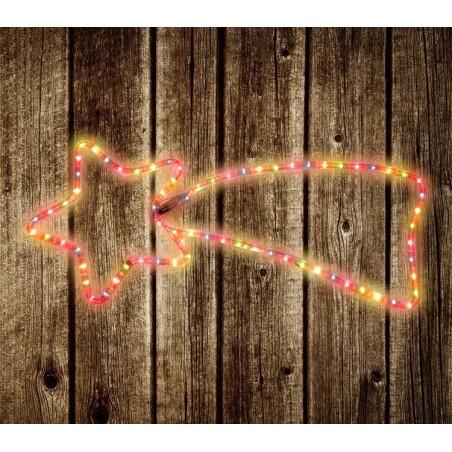 757235Stella cadente natalizia con luci multicolore con telaio in metallo 130 cm