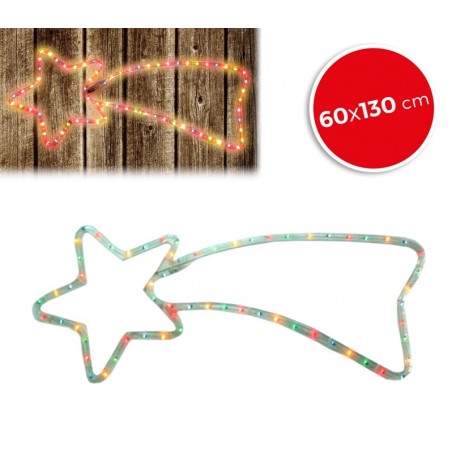 757235Stella cadente natalizia con luci multicolore con telaio in metallo 130 cm