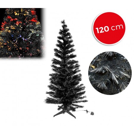 272332 Albero di Natale nero in fibra ottica1400punte luminose multicolor 120cm