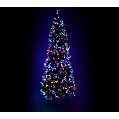272332 Albero di Natale nero in fibra ottica1400punte luminose multicolor 120cm