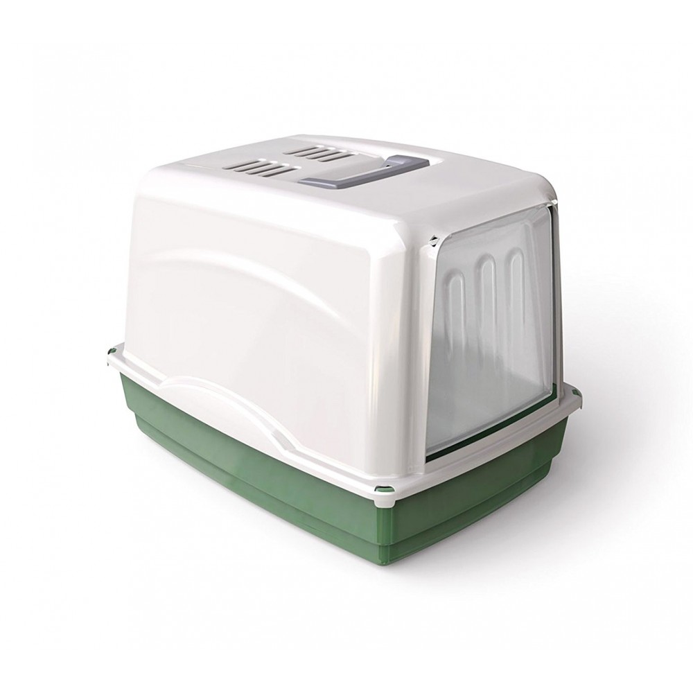 Image of 10582 Toilette per gatti VICKY porta basculante 54x39x39 cm carboni attivi Verde052