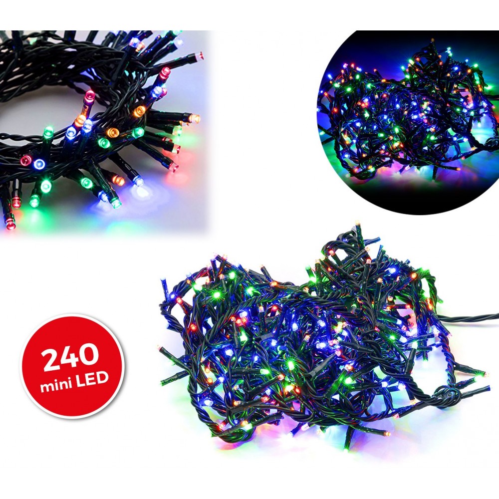 499623 Minilucciole natalizie MULTICOLORE 240 led 8 giochi di luci cavo Verde