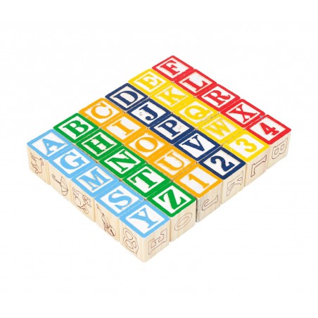 98304 Playset pedagogico in legno cubi con animali lettere e numeri 3x3cm