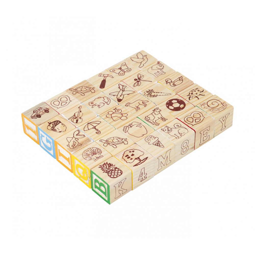 98304 Playset pedagogico in legno cubi con animali lettere e numeri 3x3cm