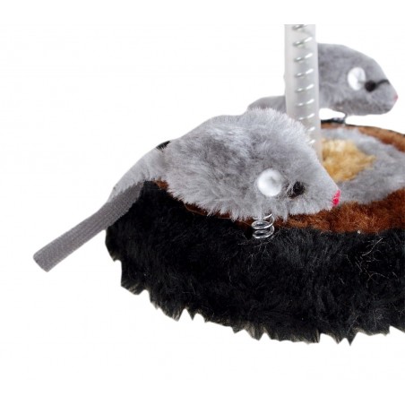 15971 Gioco per gatti base tiragraffi rivestita in peluche topini oscillanti