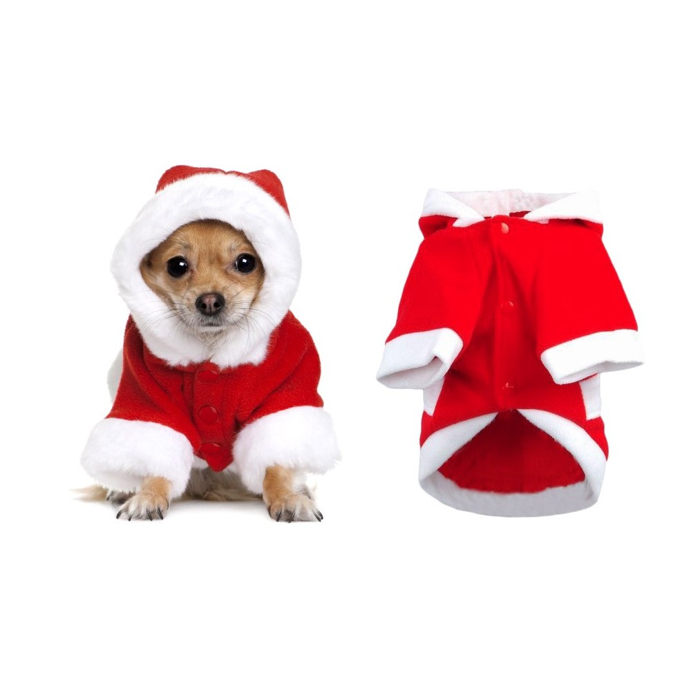 5775 Vestito da BABBO NATALE con cappuccio per cani di piccola e media taglia 