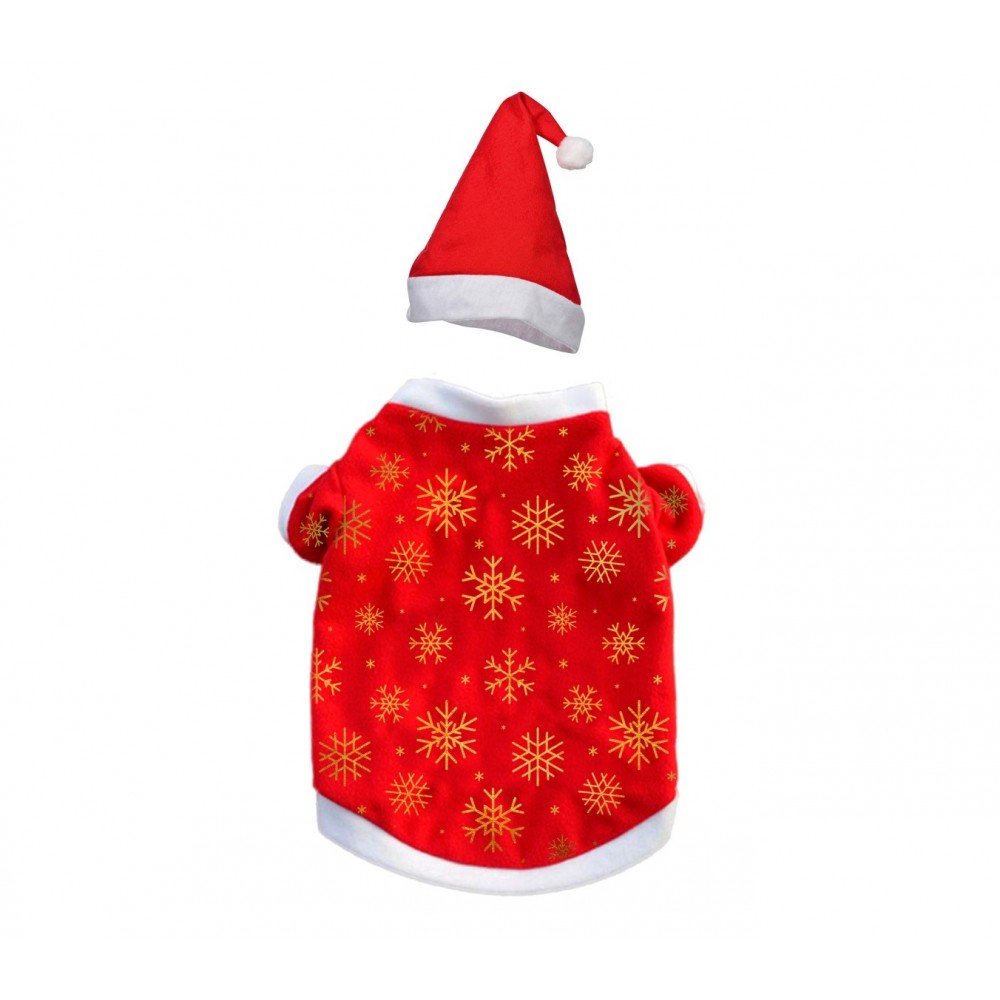 Vestito natalizio con stampa per animali di piccola e media taglia