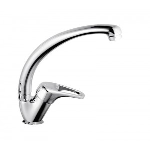 Image of Miscelatore da cucina rubinetto acciaio cromato mod. canna alta con 2 flessibili 8435524507599