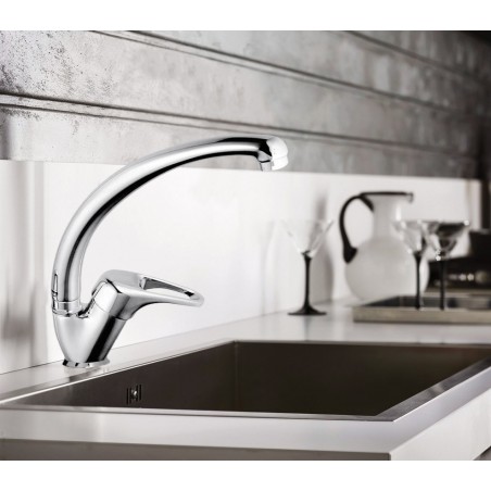 Miscelatore da cucina rubinetto acciaio cromato mod. canna alta