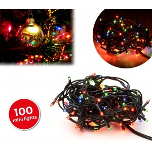 Image of 013447 Minilucciole natalizie multicolor 100 luci 8 giochi di luci 6 metri 6974010560059