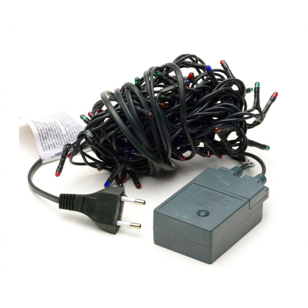 013447 Minilucciole natalizie MULTICOLORE 100 luci 8 giochi di luci cavo verde