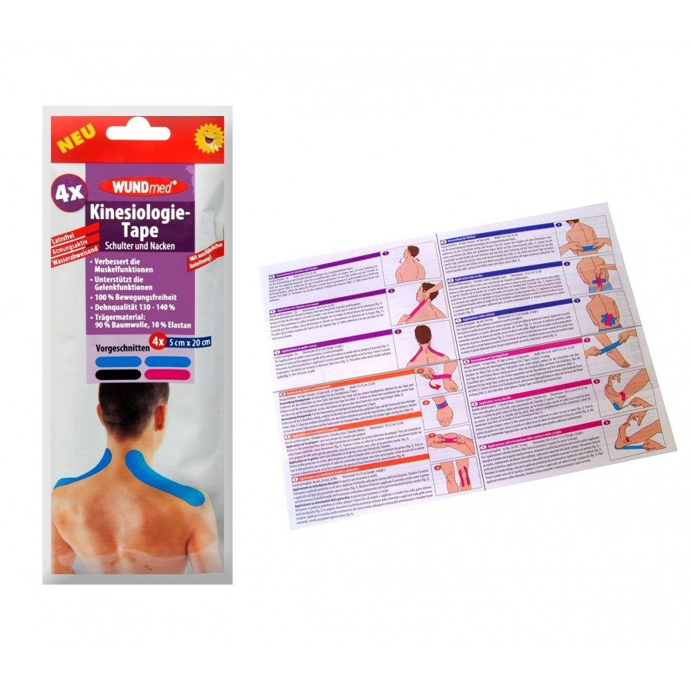 626657 Set 4 nastri per Kinesiologia applicata per spalle e nuca taping