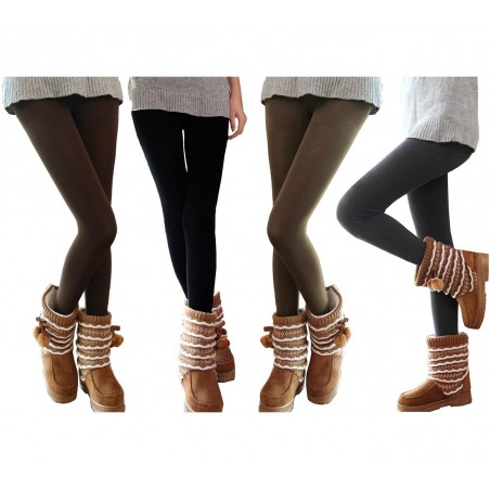 Set 5 leggings donna effetto termico interno felpato elasticizzato vari colori