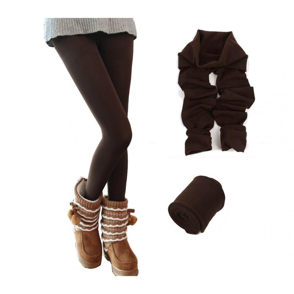 Set 5 leggings donna effetto termico interno felpato elasticizzato vari colori