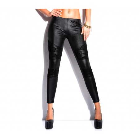 Set 3 leggings donna effetto pelle elastici 