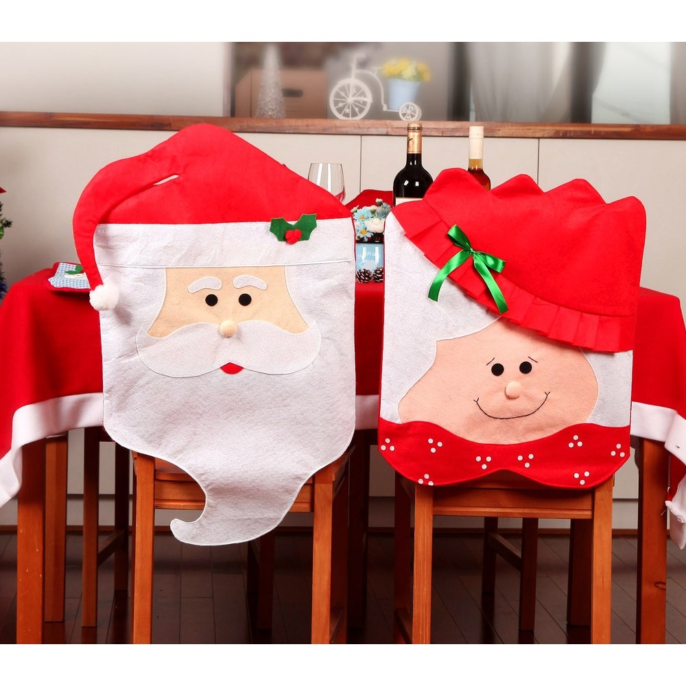 3037 Set 4 coprisedia natalizi Babbo Natale e Mamma Natale dettagli in rilievo