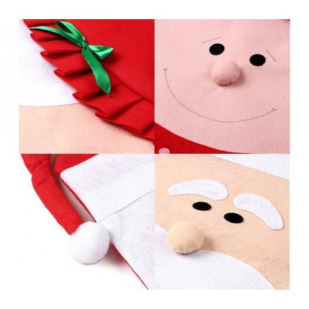 3037 Set 4 coprisedia natalizi Babbo Natale e Mamma Natale dettagli in rilievo