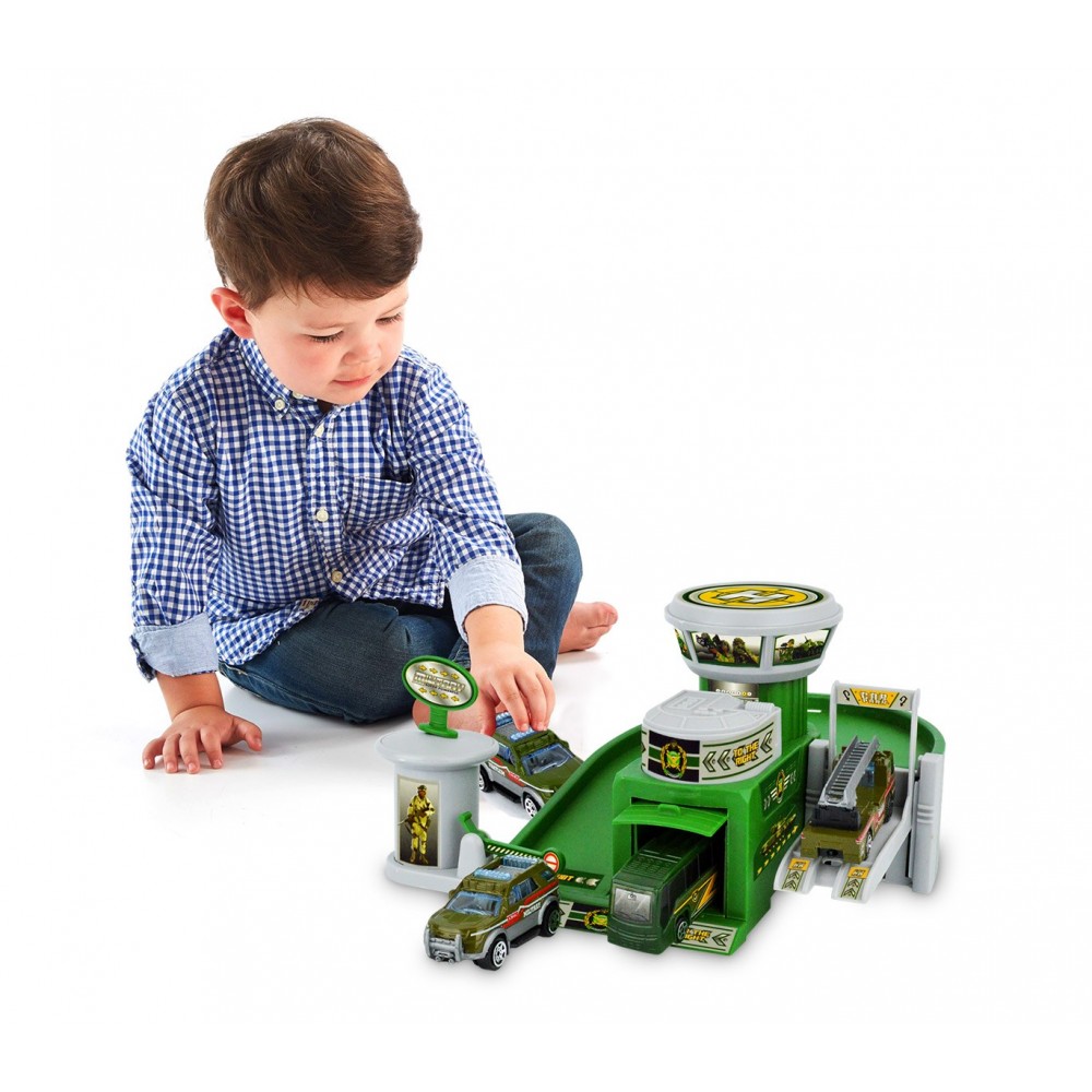 103624 Playset quartier generale dell'esercito garage 3 auto accessori e adesivi
