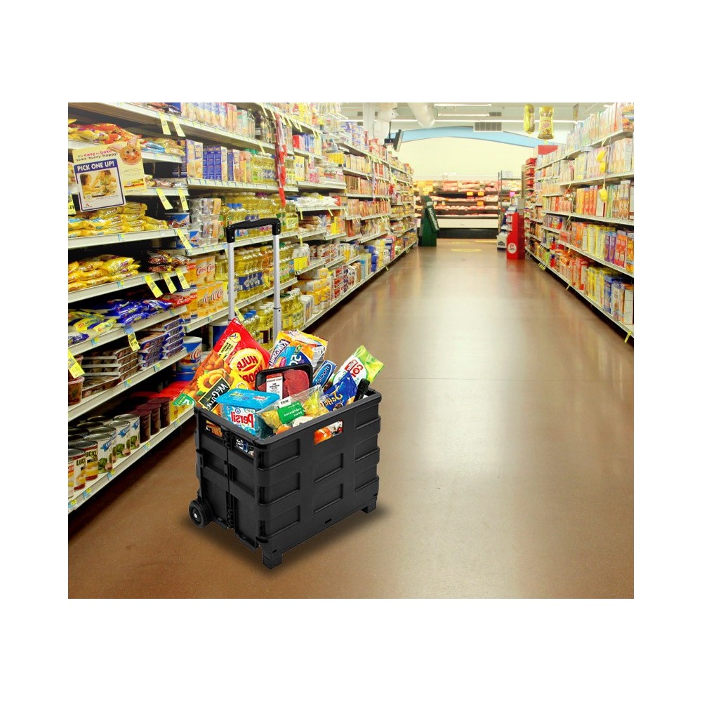 Relaxdays, Nero Carrello Portaspesa, Pieghevole, 25 L, Shopping Trolley