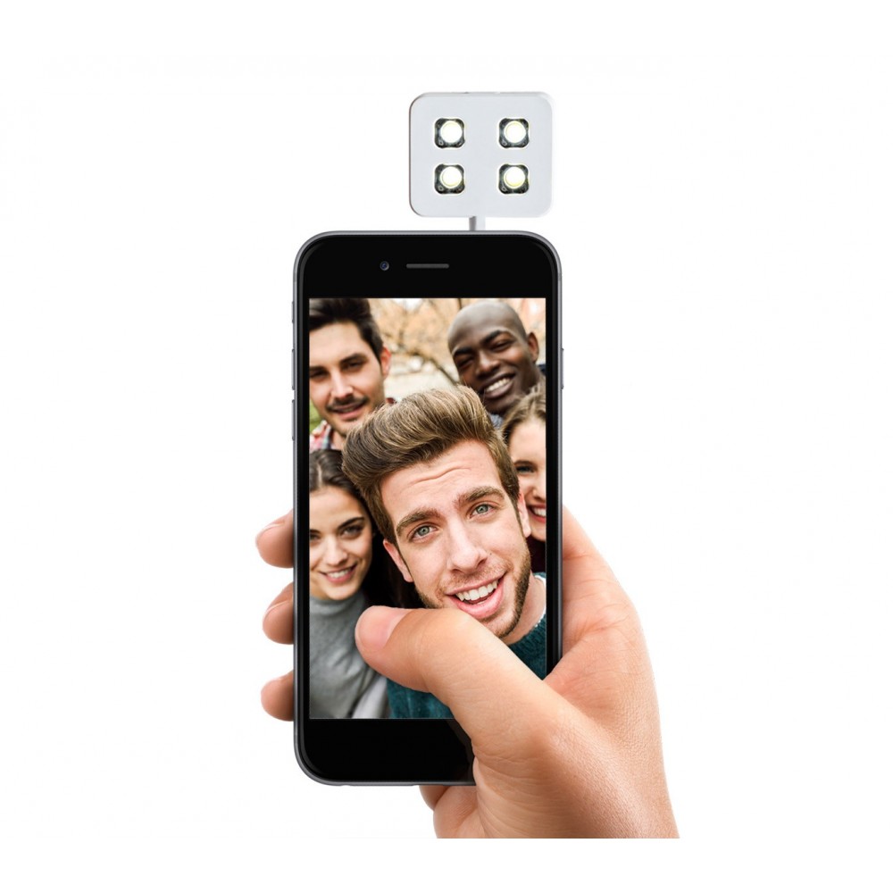 221791 Mini flash 4 led per selfie compatibile con dispositivi Samsung e Apple