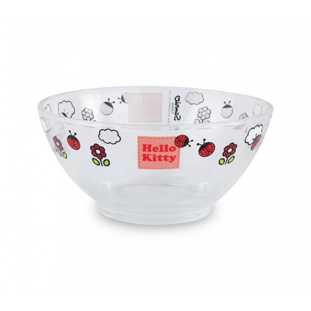 HK7733 Set da colazione Hello Kitty con scodella tazza e piattino in vetro