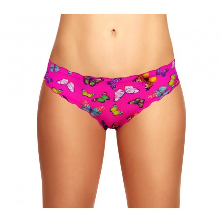 9956 Pack 12 slip brasiliana drappeggiato con farfalle in quattro colori