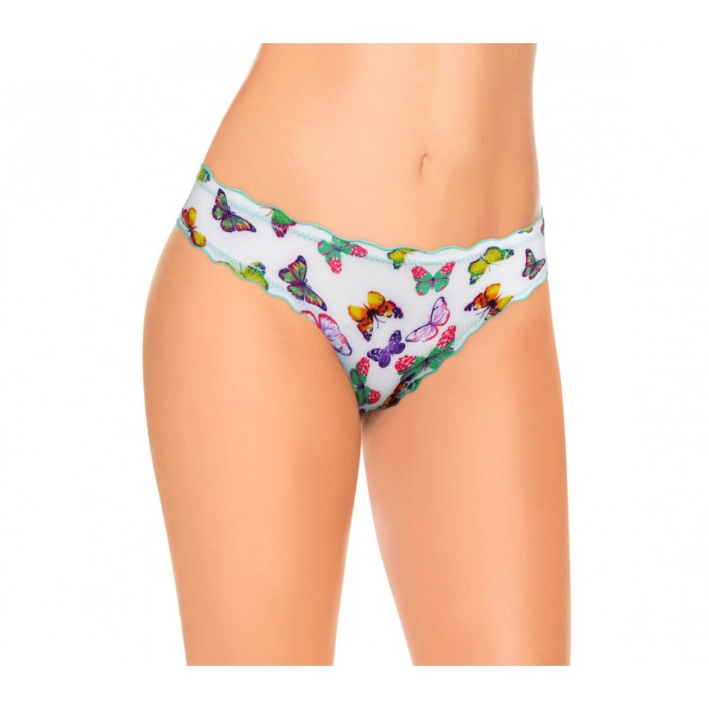 9956 Pack 12 slip brasiliana drappeggiato con farfalle in quattro colori