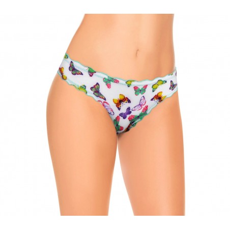 9956 Pack 12 slip brasiliana drappeggiato con farfalle in quattro colori