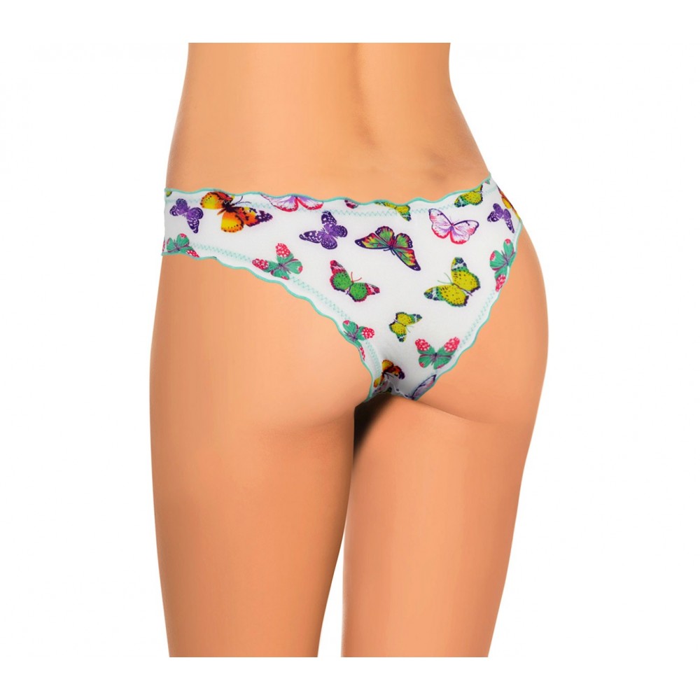 9956 Pack 12 slip brasiliana drappeggiato con farfalle in quattro colori