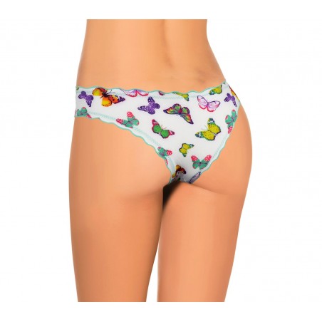 9956 Pack 12 slip brasiliana drappeggiato con farfalle in quattro colori
