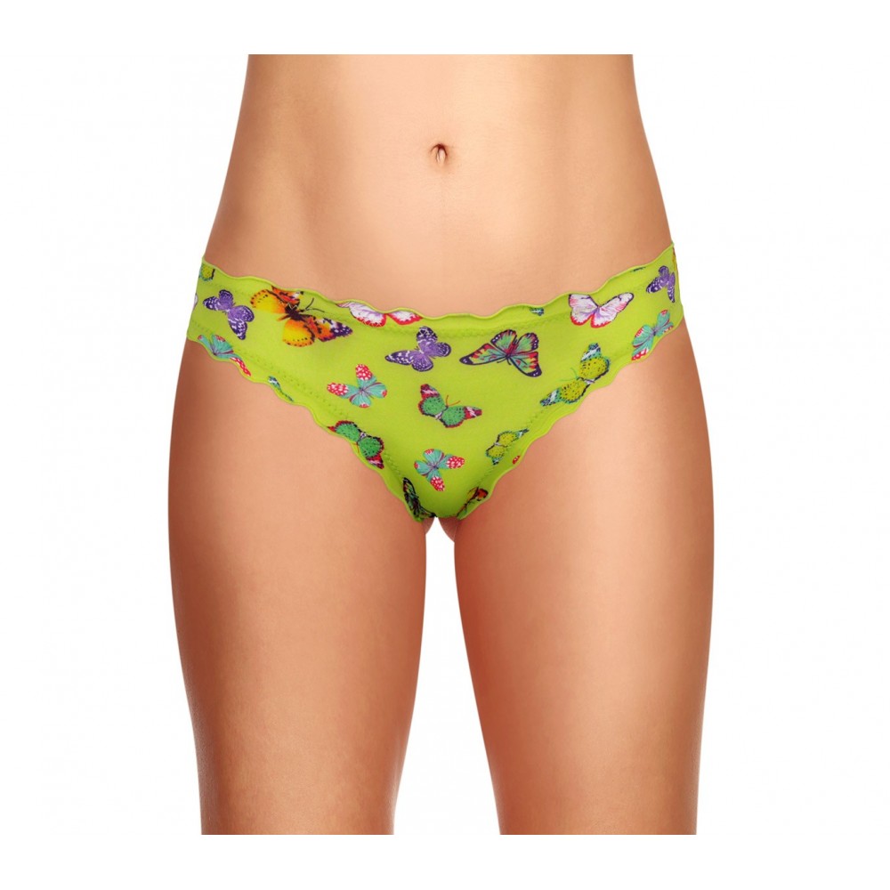 9956 Pack 12 slip brasiliana drappeggiato con farfalle in quattro colori