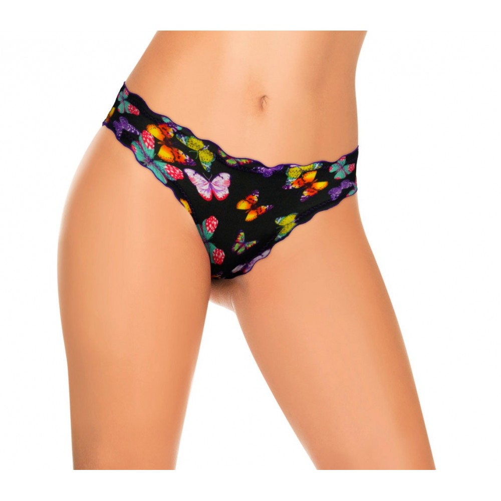 9956 Pack 12 slip brasiliana drappeggiato con farfalle in quattro colori