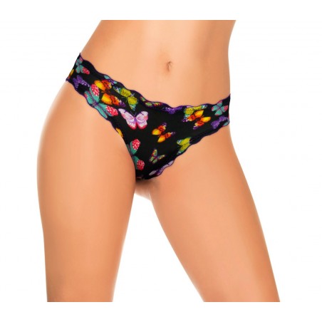 9956 Pack 12 slip brasiliana drappeggiato con farfalle in quattro colori
