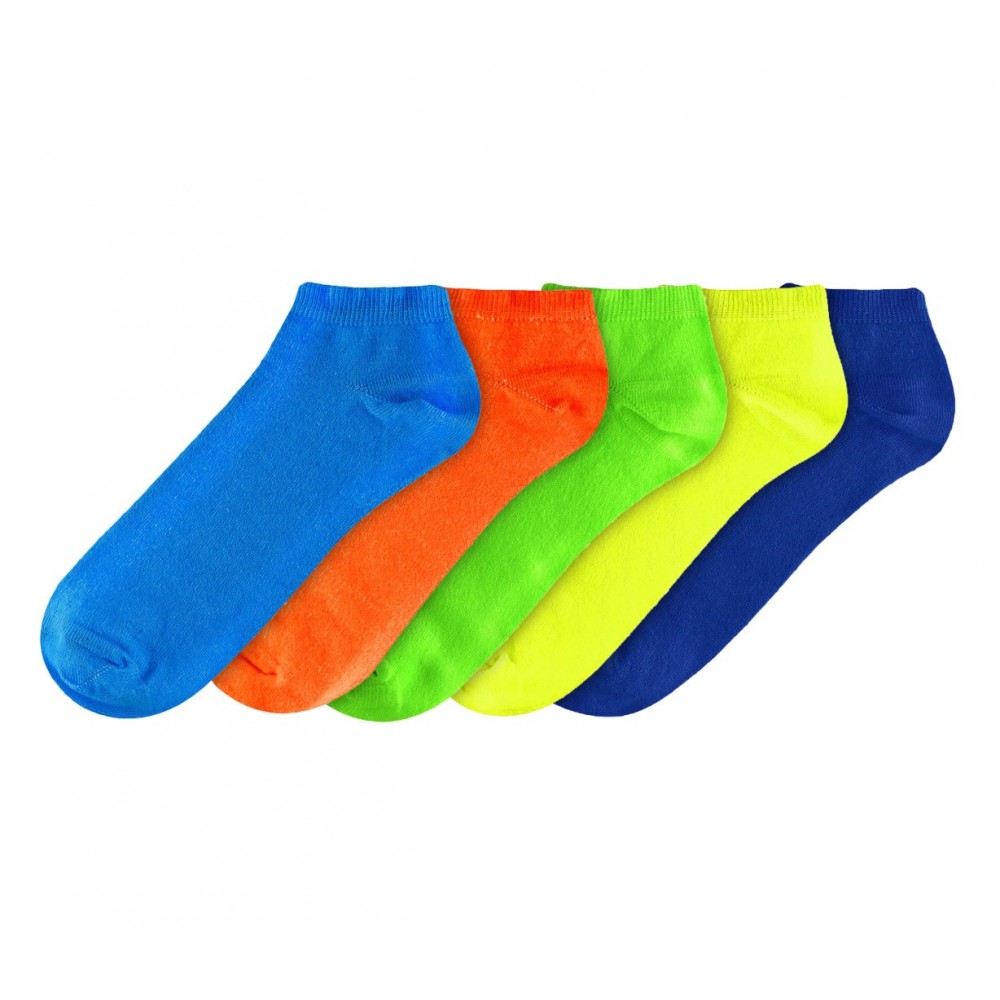 N803 Pack da 12 paia di fantasmini fluo da uomo vari colori in cotone