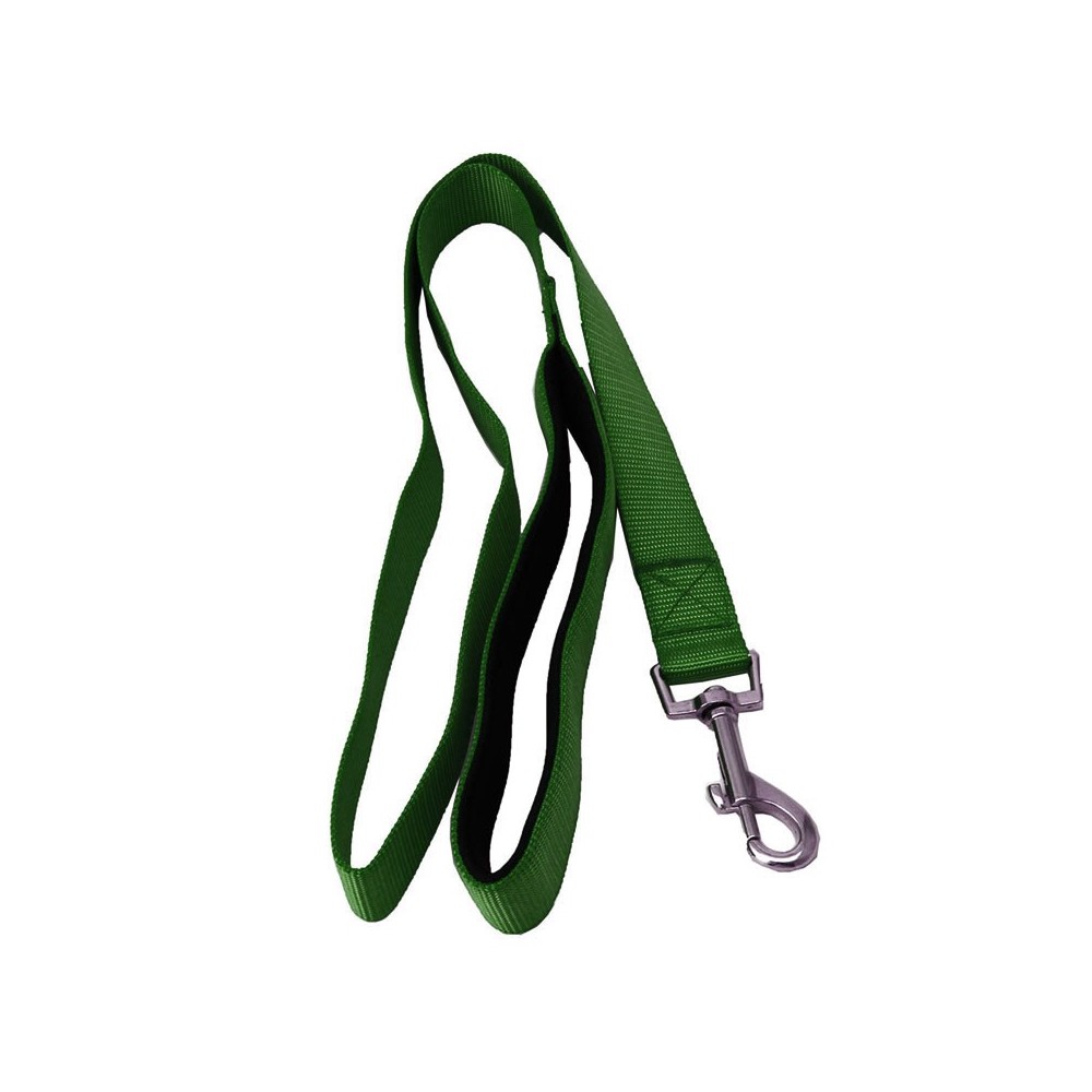 054253 Guinzaglio corto per cani in nylon 120 cm verde militare con moschettone