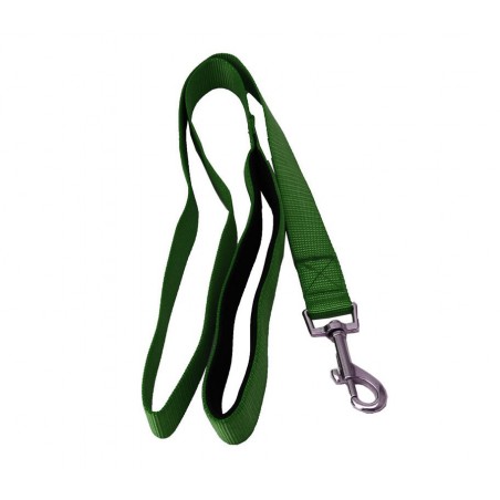 054253 Guinzaglio corto per cani in nylon 120 cm verde militare con moschettone