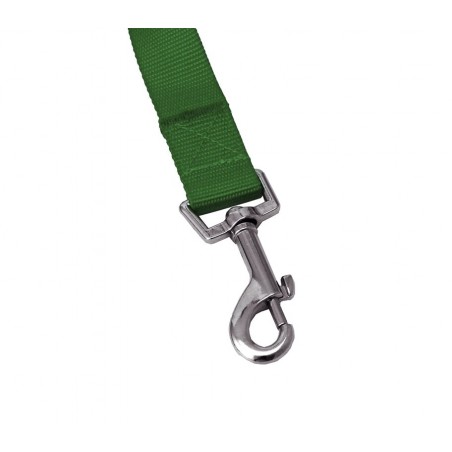 054253 Guinzaglio corto per cani in nylon 120 cm verde militare con moschettone