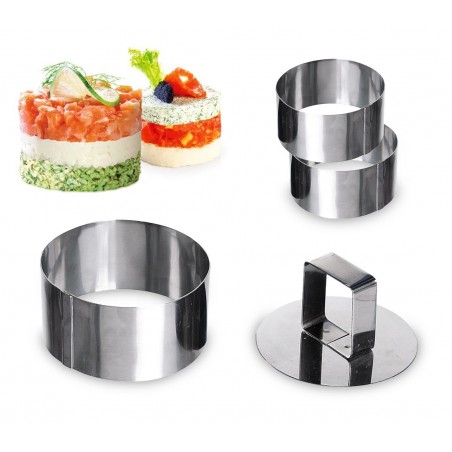702207 Set di 3 coppapasta rotondi in acciaio inox con stantuffo GRAN CHEF 