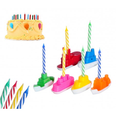 565109Set di porta candeline a forma di battello 6 pezzi compreso di candeline 565109Set di porta candeline a forma di battello 6 pezzi compreso di candeline