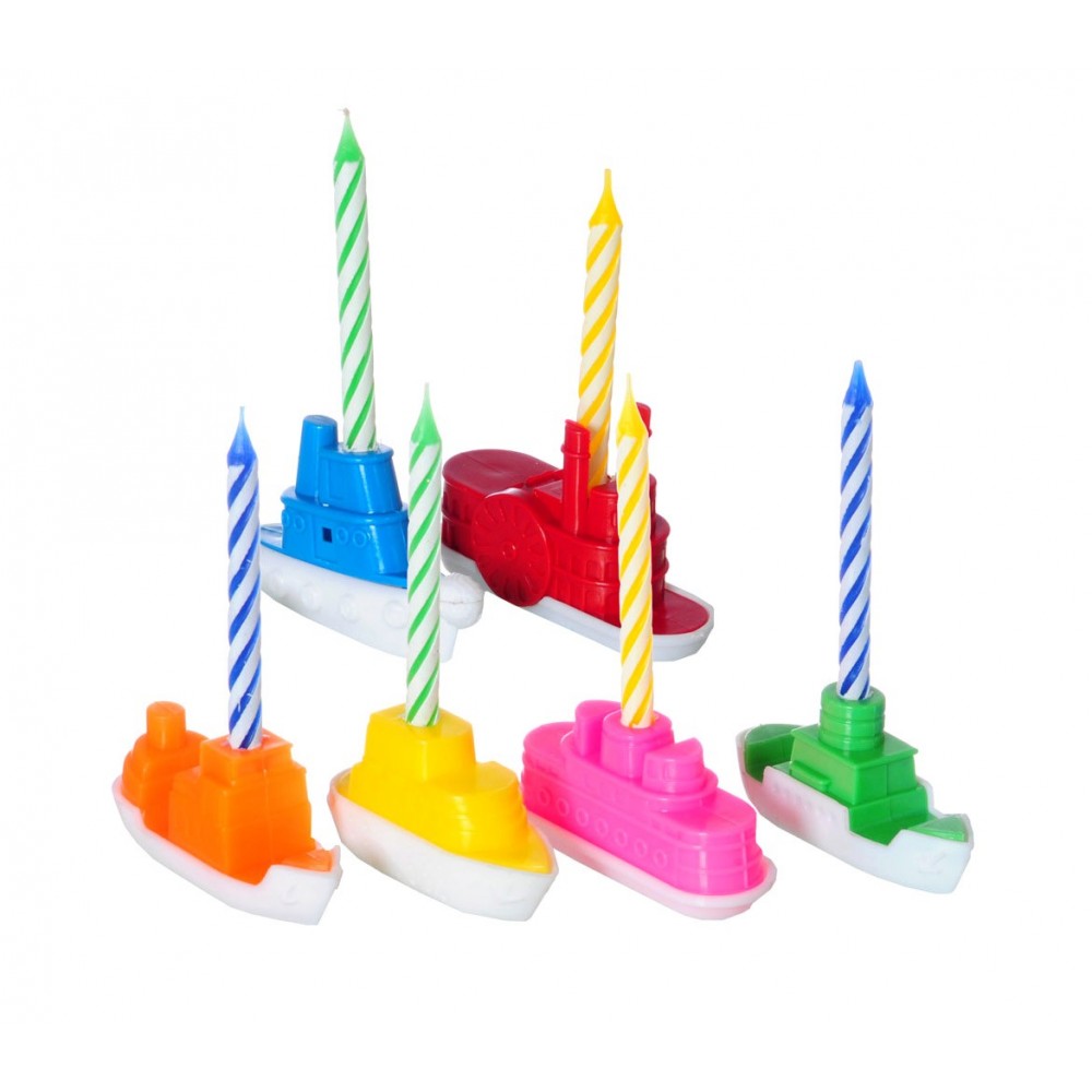 565109Set di porta candeline a forma di battello 6 pezzi compreso di candeline